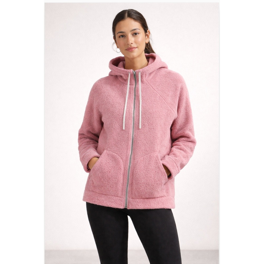 Lululemon So Sherpa Scuba Hoodie Women 8 Pink Wool Blend Fleece Full Zip Jacket